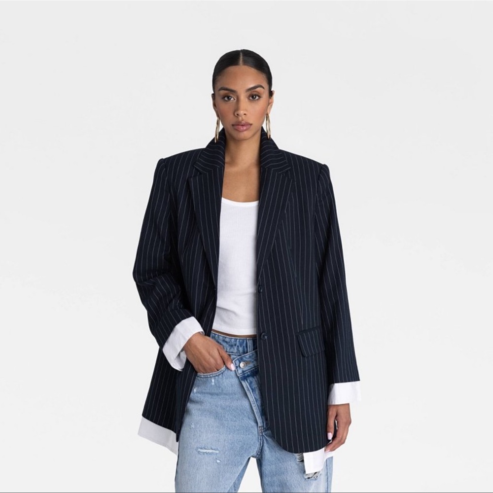 Navy Pinstripe Blazer